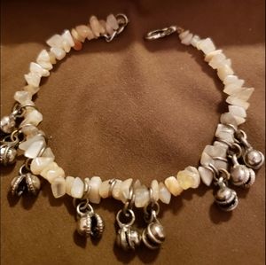 Sterling silver and moonstone ankle bracelet